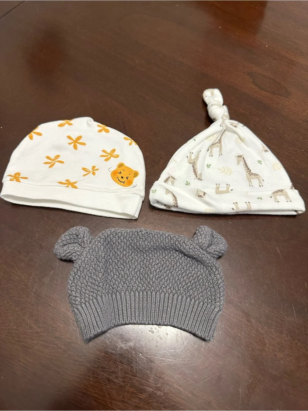 3-Pack Baby Beanie Hat Set - White, Cream & Gray